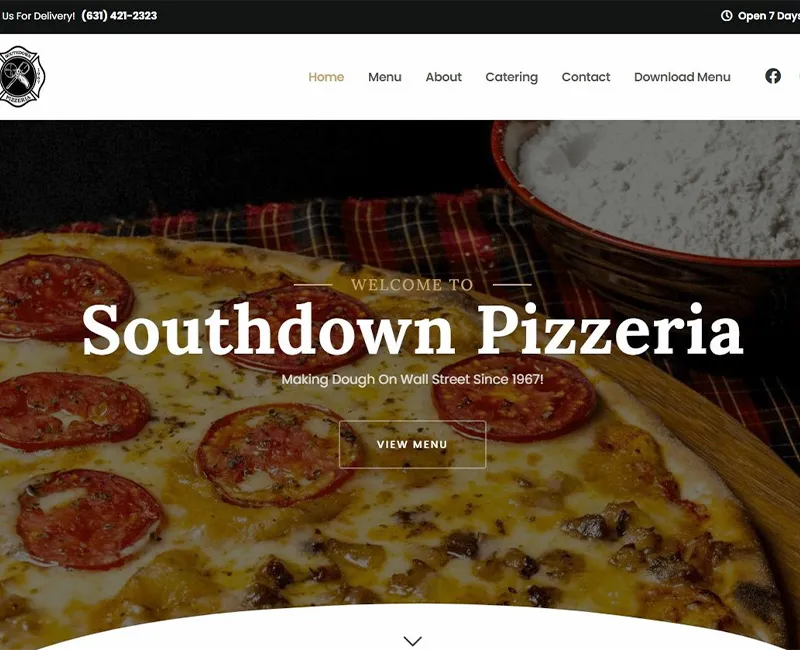 Southdown Pizzeria website screenshot
