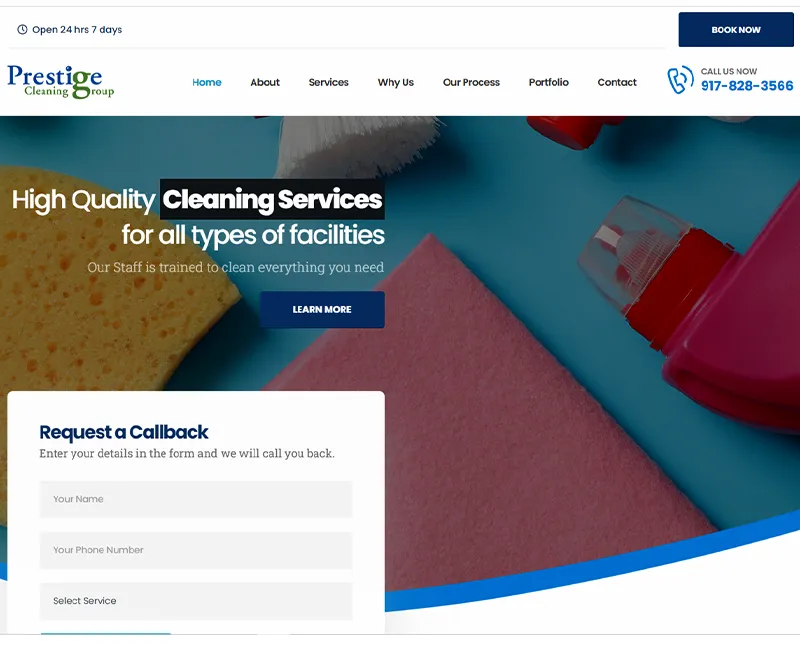 Prestige Cleaning Group website screenshot